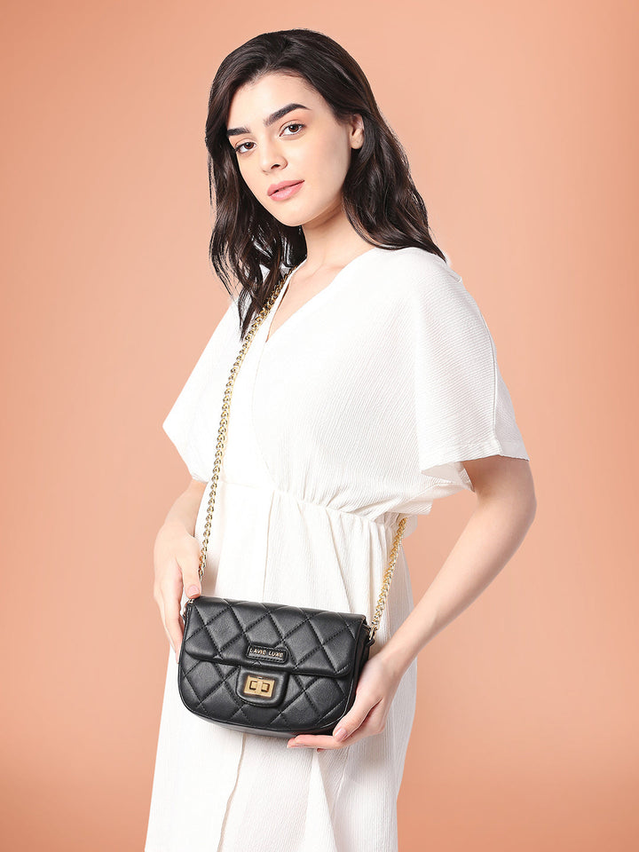 Small Chan Flap Sling Bag — Black