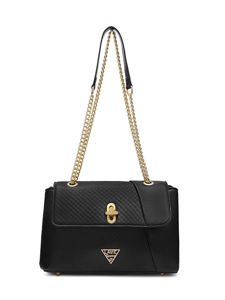 Orlando Small Flap Satchel Bag — Black