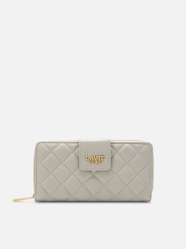 Diamond25 Large Bifold Zip Wallet — Beige