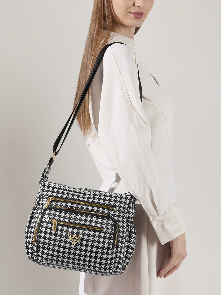 Tucson 7 Compartments Large Sling Bag — Black/White (2)