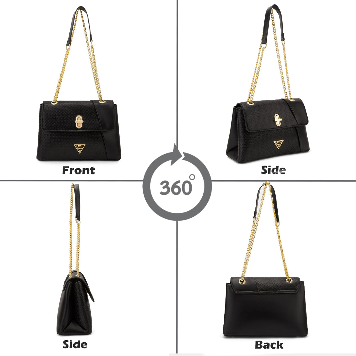 Orlando Small Flap Satchel Bag — Black (7)