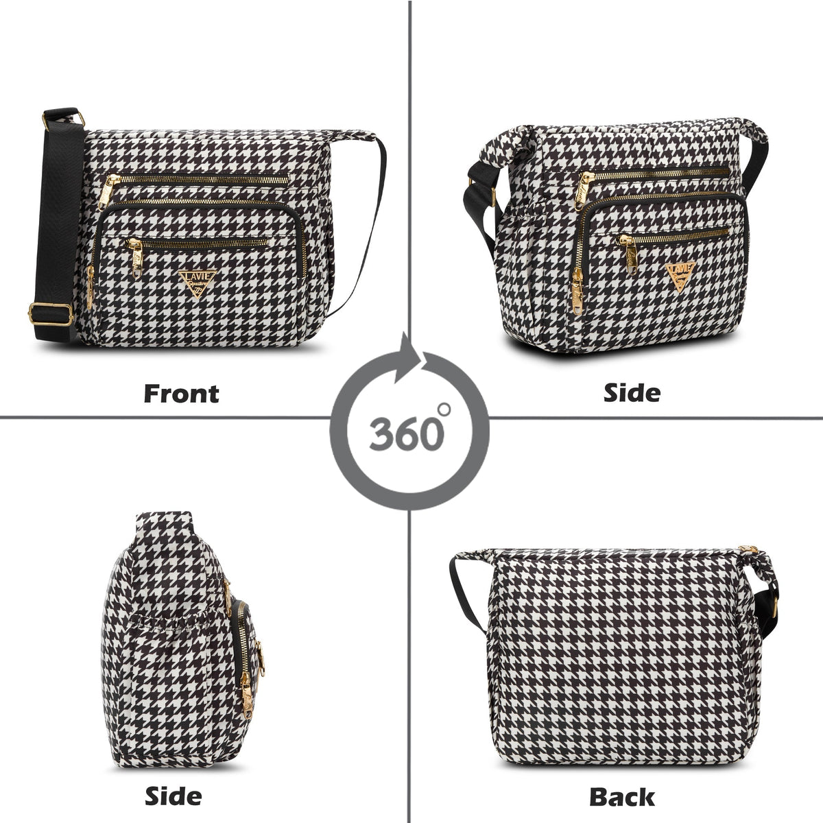 Tucson 7 Compartments Large Sling Bag — Black/White (7)
