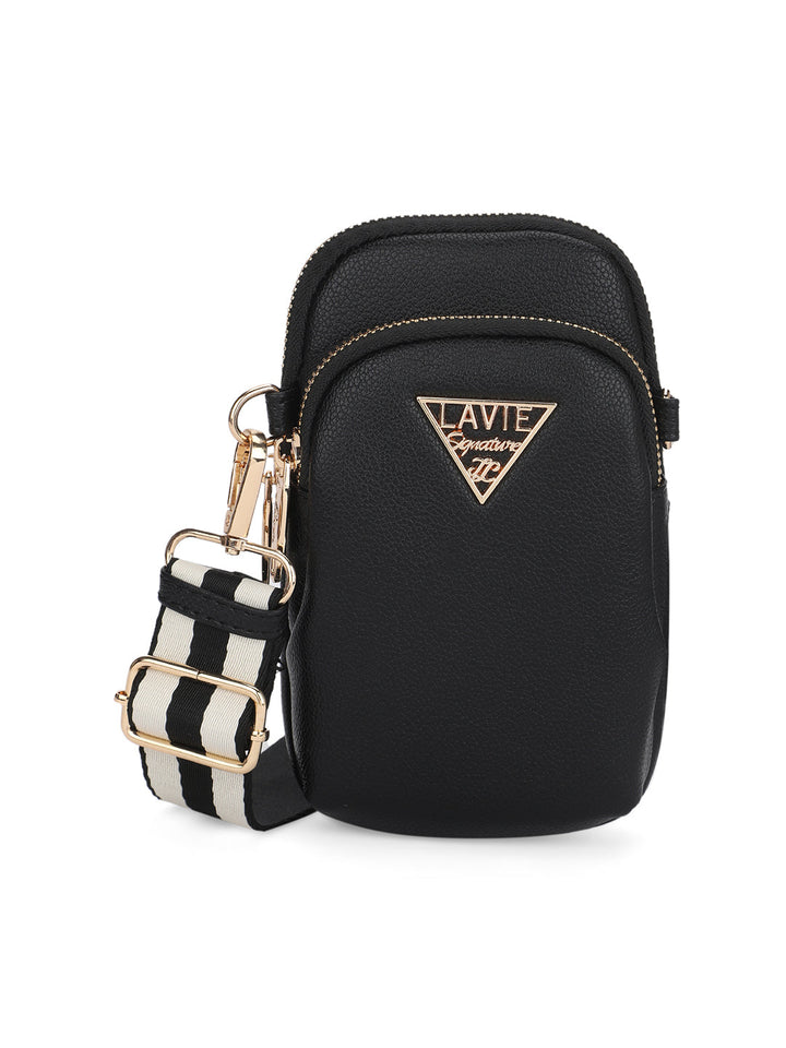 Indiana Vertical 2 Compartments Small Sling Bag — Black