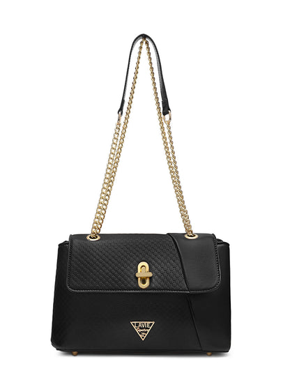 Orlando Small Flap Satchel Bag — Black