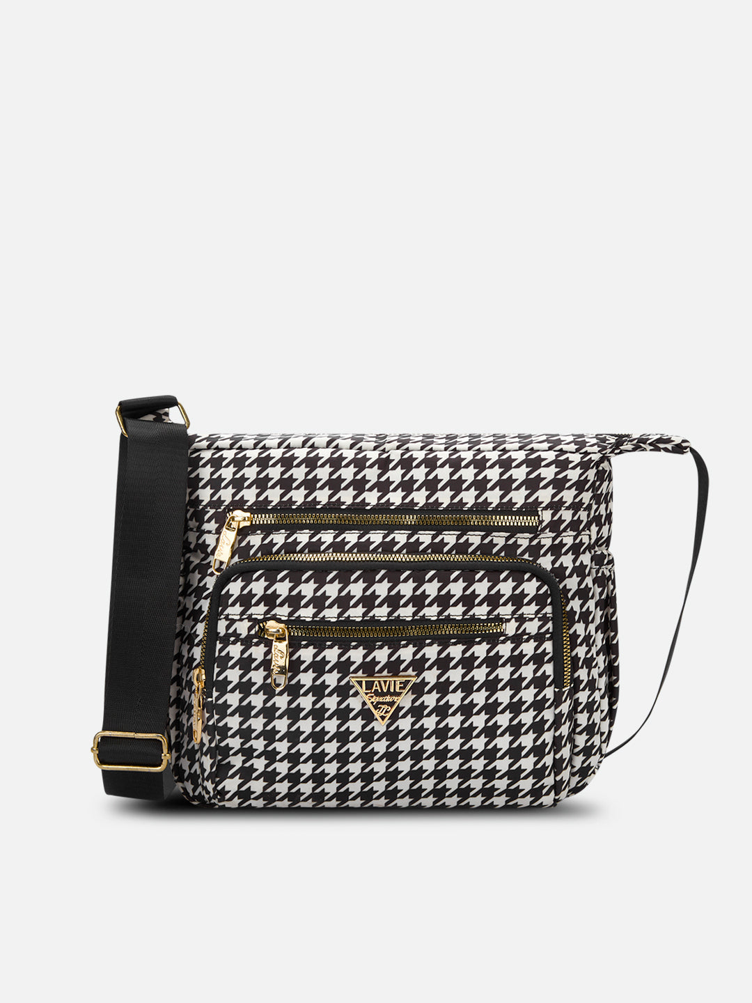Tucson 7 Compartments Large Sling Bag — Black/White