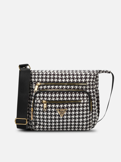 Tucson 7 Compartments Large Sling Bag — Black/White