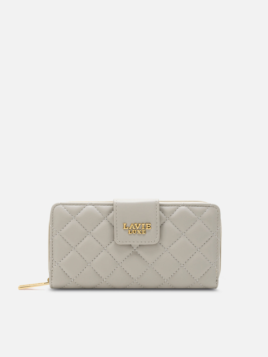 Diamond25 Large Bifold Zip Wallet — Beige