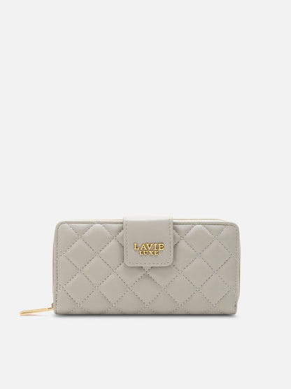 Diamond25 Large Bifold Zip Wallet — Beige