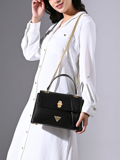Orlando Small Flap Satchel Bag — Black (2)