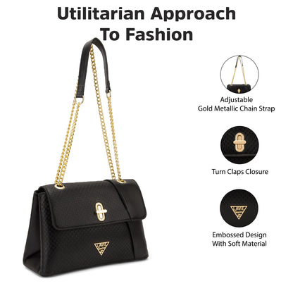 Orlando Small Flap Satchel Bag — Black (3)