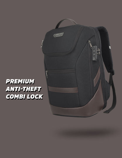 Emperor 24L Anti-theft Laptop Backpack — Black/Choco (3)