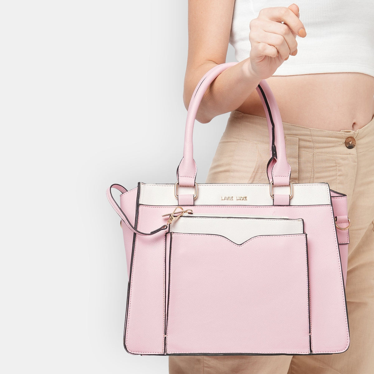 Medium Yalon23 Satchel Bag — Light Pink (3)