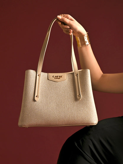 Bella 3 Comparment Medium Handbag — Beige (3)