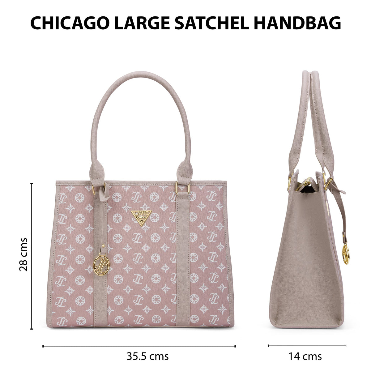 Chicago Large Satchel Bag — Pink (4)