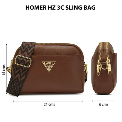 Homer Horizontal 3 Compartment Small Sling Bag — Tan (4)
