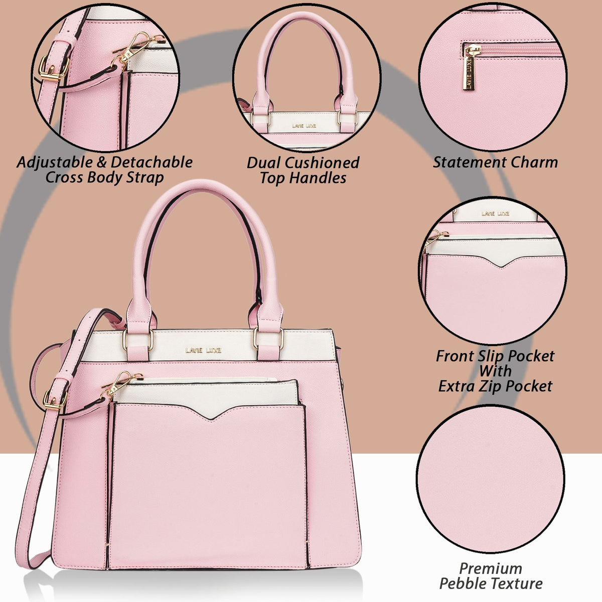 Medium Yalon23 Satchel Bag — Light Pink (4)