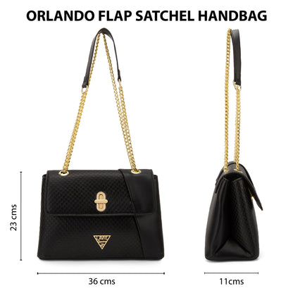 Orlando Small Flap Satchel Bag — Black (4)