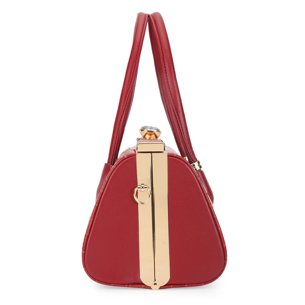 Medium Dazzle Frame Satchel Bag — Dark Red (4)
