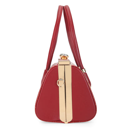 Medium Dazzle Frame Satchel Bag — Dark Red (4)