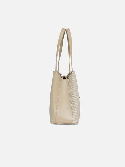 Bella 3 Comparment Medium Handbag — Beige (5)