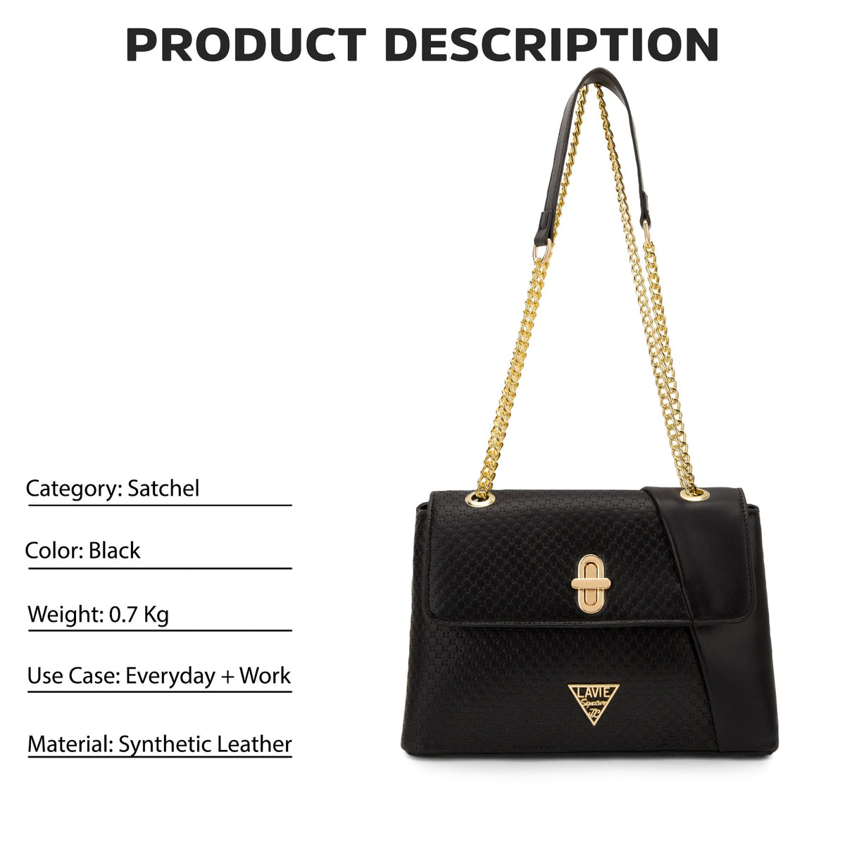 Orlando Small Flap Satchel Bag — Black (5)