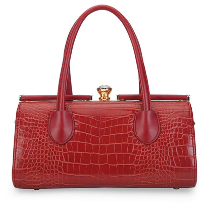 Medium Dazzle Frame Satchel Bag — Dark Red (5)
