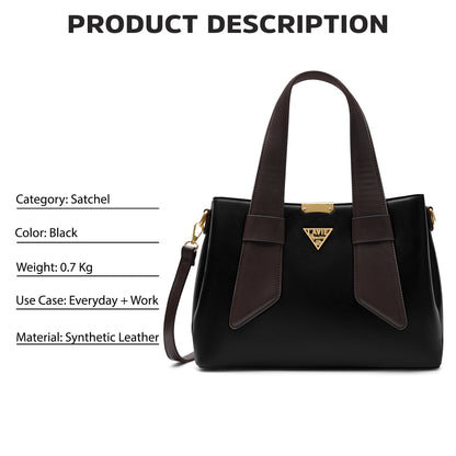 Nashville 3 Compartments Medium Satchel Bag — Black (5)