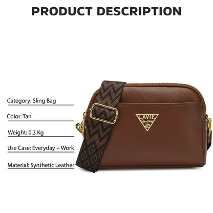 Homer Horizontal 3 Compartment Small Sling Bag — Tan (5)