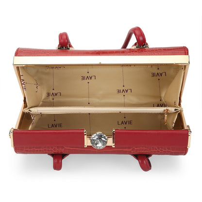 Medium Dazzle Frame Satchel Bag — Dark Red (6)