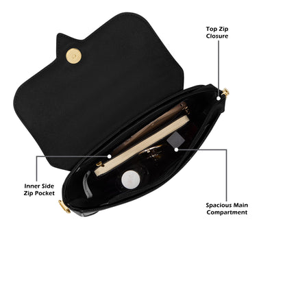 Victoria Small Flap Sling Bag — Black (6)