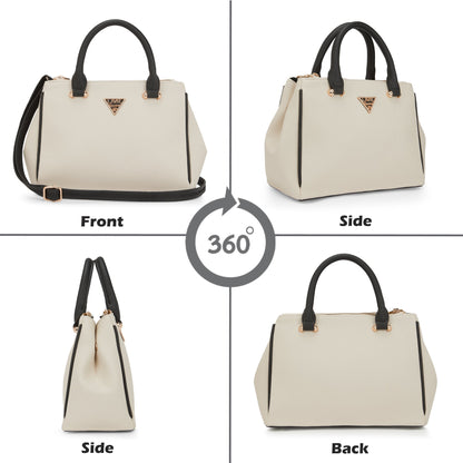 Columbia 3 Compartment Small Satchel Bag — Off White (7)