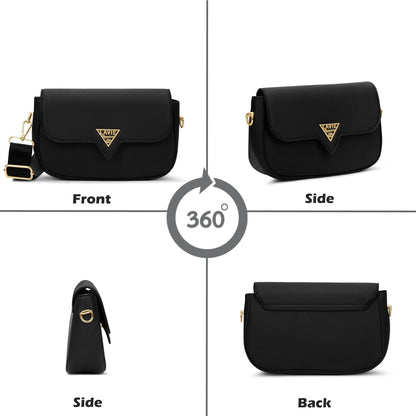 Victoria Small Flap Sling Bag — Black (7)