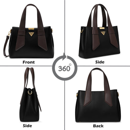 Nashville 3 Compartments Medium Satchel Bag — Black (7)