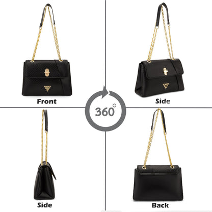 Orlando Small Flap Satchel Bag — Black (7)