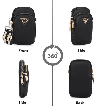 Indiana Vertical 2 Compartments Small Sling Bag — Black (7)