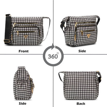 Tucson 7 Compartments Large Sling Bag — Black/White (7)
