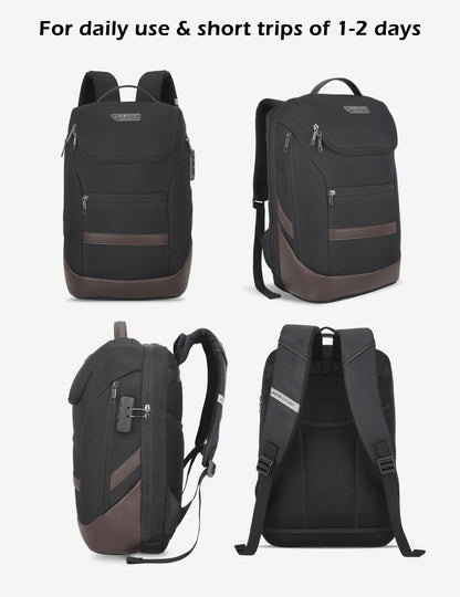 Emperor 24L Anti-theft Laptop Backpack — Black/Choco (8)
