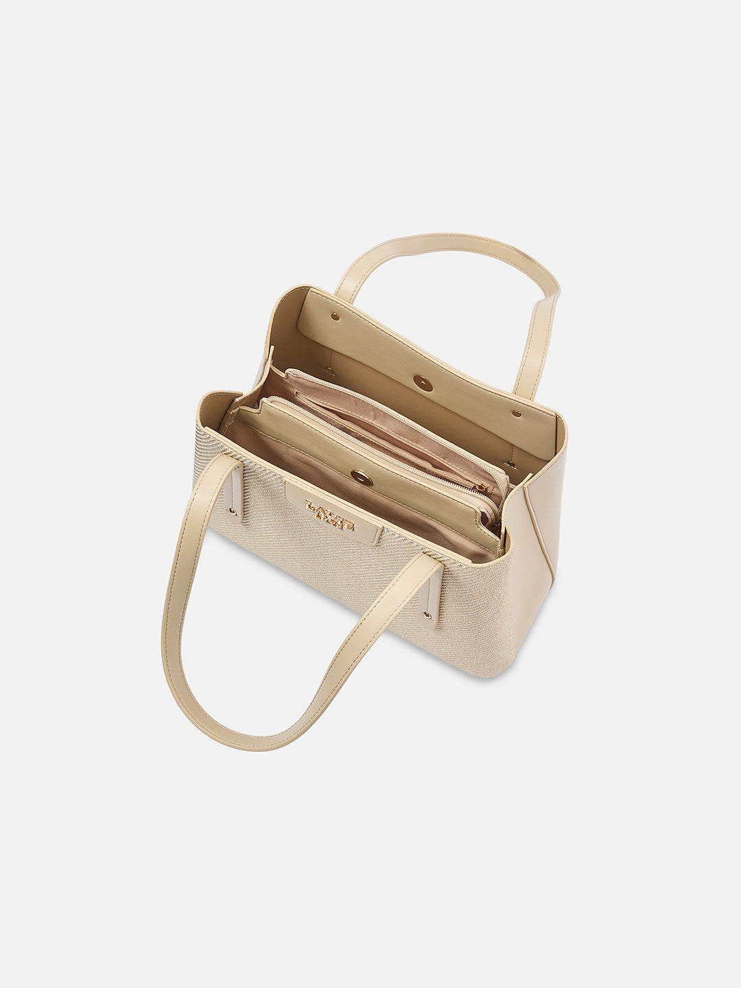 Bella 3 Comparment Medium Handbag — Beige (8)